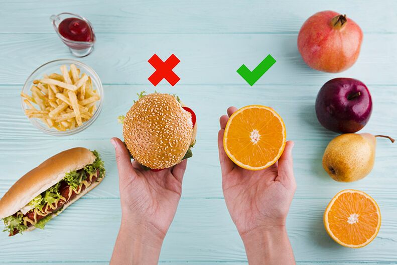 Para perder peso, os lanches de comida rápida substitúense por froitas