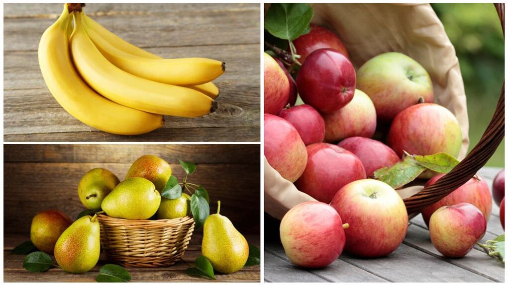 Boas froitas para a gota bananas, peras e mazás