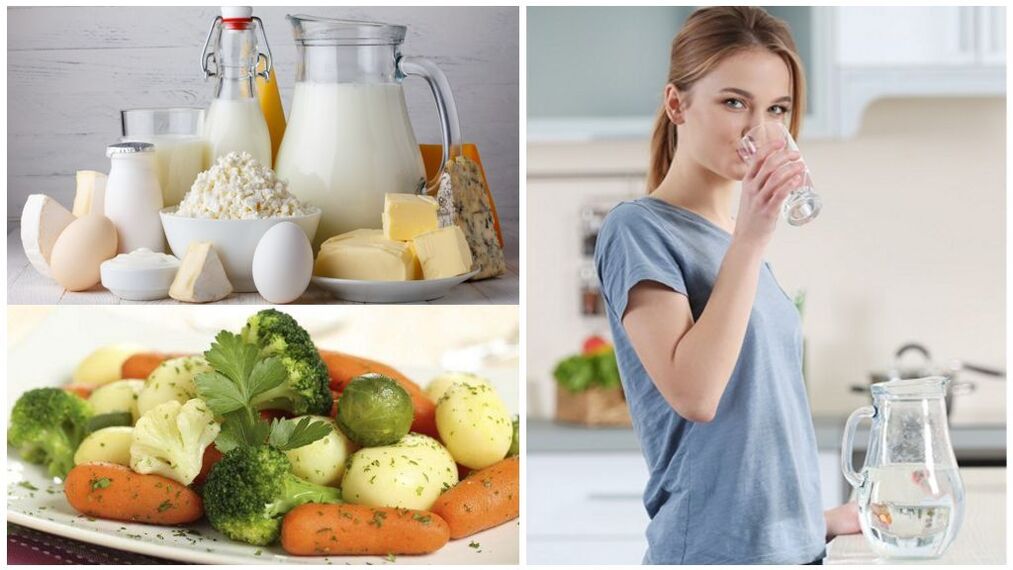 Dieta para a exacerbación da gota - auga, produtos lácteos, vexetais cocidos