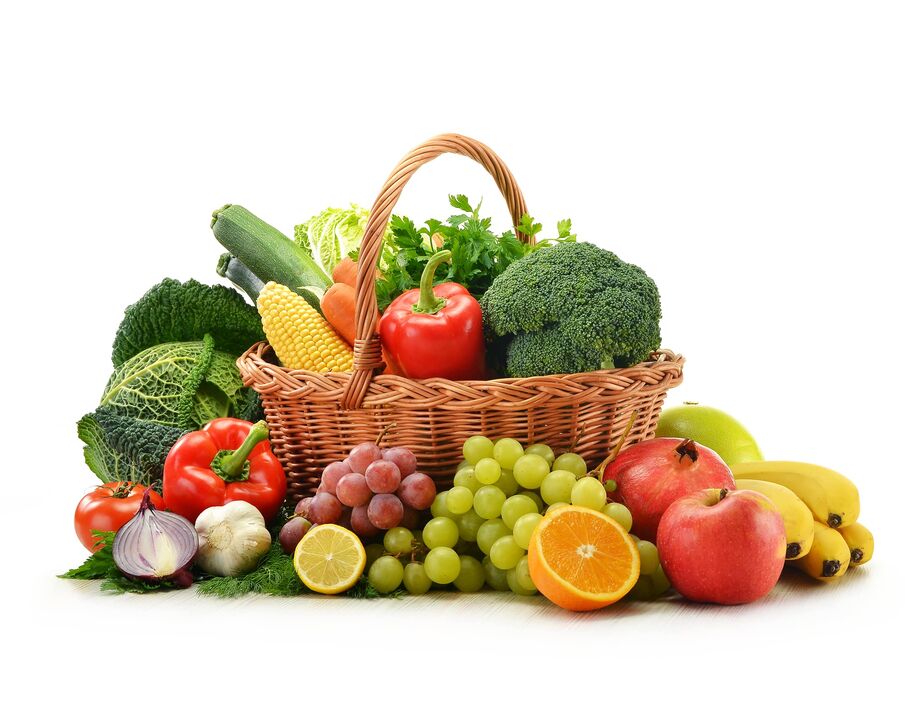 froitas e verduras frescas nunha dieta